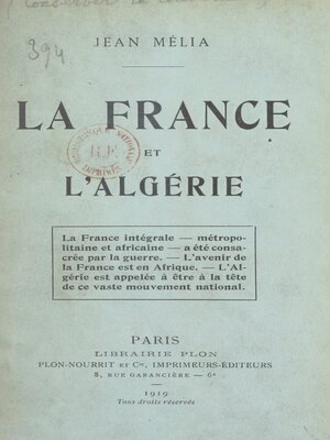 cover image of La France et l'Algérie